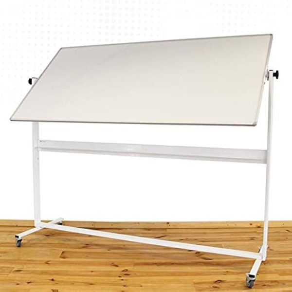 Tableau Blanc Magnétique 100X200 Double Face A Roulette Cadre En Aluminium – Image 2
